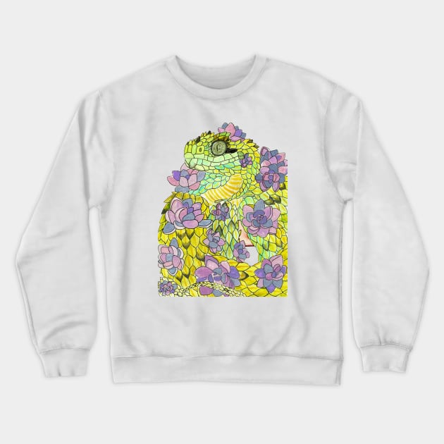 Hairy Bush Viper with Succulents Crewneck Sweatshirt by SugarDrake